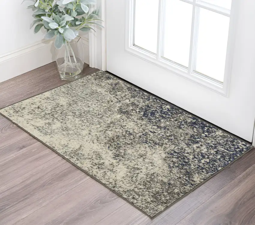 Gray And Ivory Abstract Area Rug Photo 1