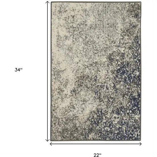 Gray And Ivory Abstract Area Rug Photo 3