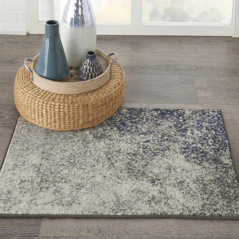 Charcoal and Ivory Abstract Scatter Rug Photo 4