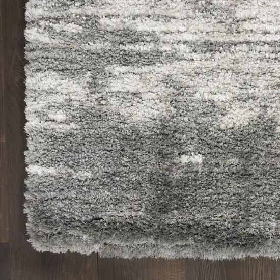 Charcoal and Ivory Abstract Shag Area Rug Photo 9