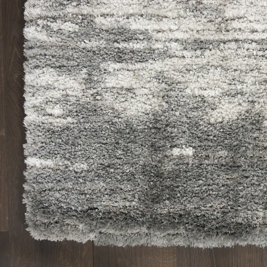 Charcoal and Ivory Abstract Shag Area Rug Photo 9