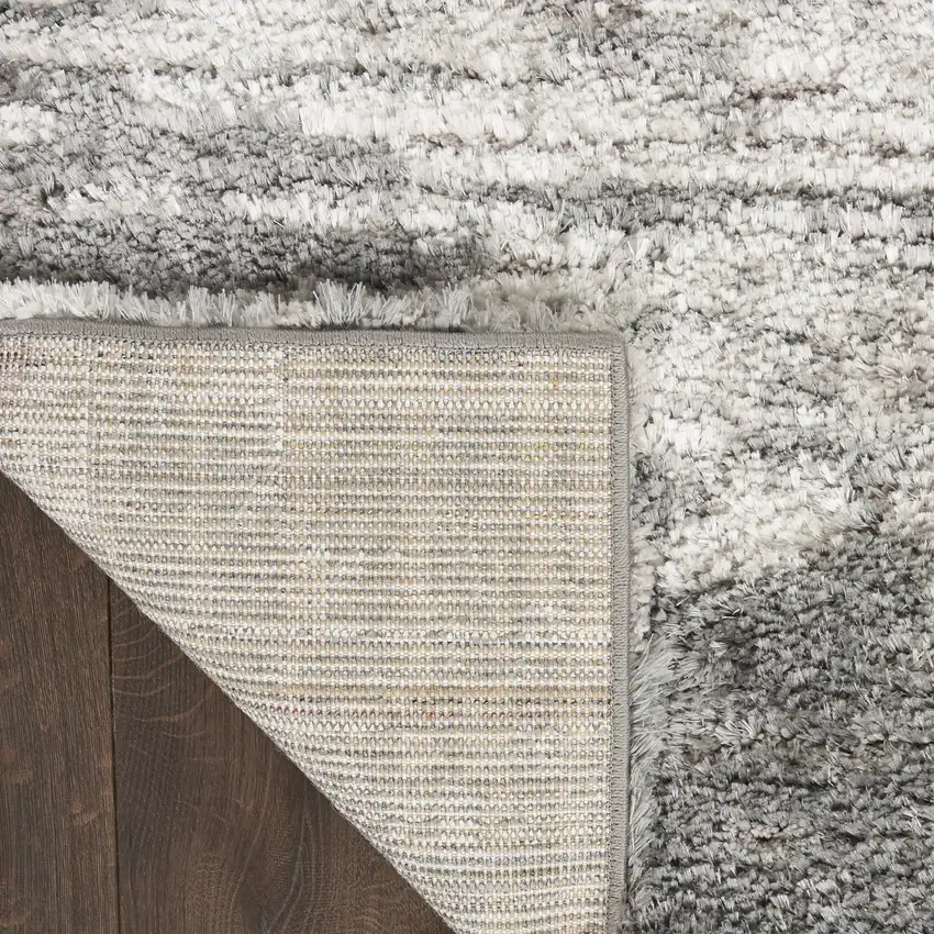 Charcoal and Ivory Abstract Shag Area Rug Photo 8
