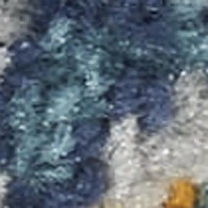 Charcoal and Ivory Abstract Shag Area Rug Photo 3