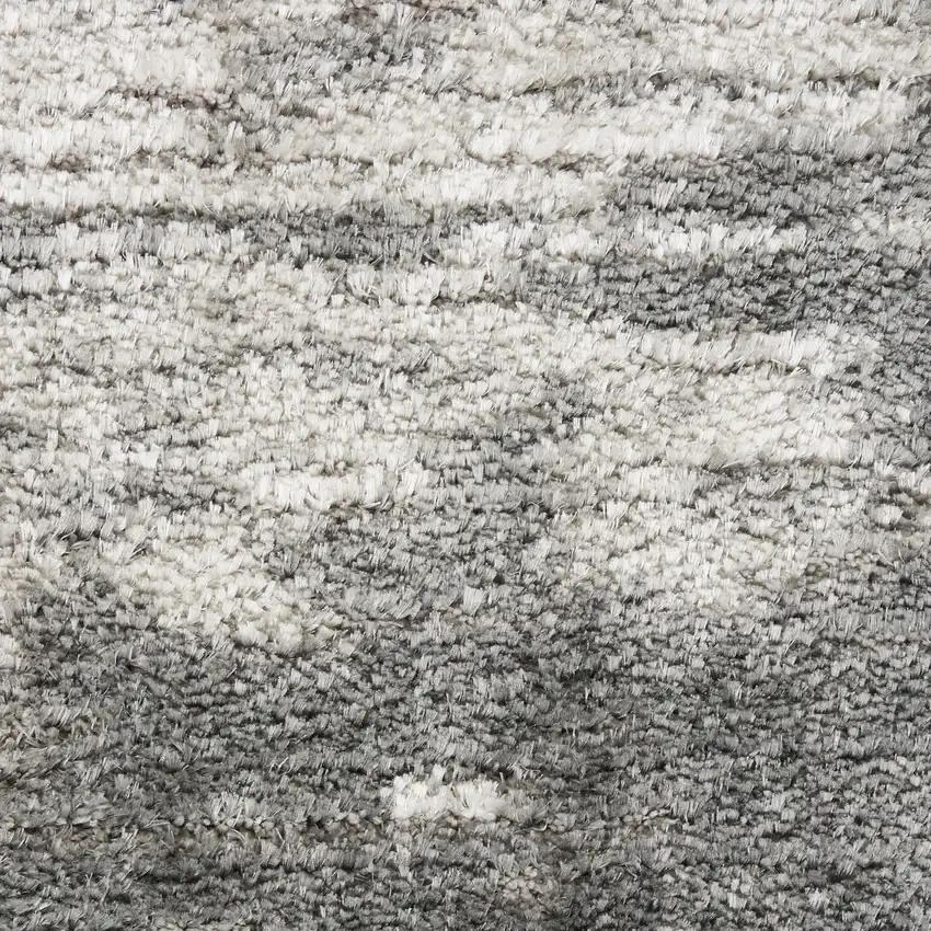 Charcoal and Ivory Abstract Shag Area Rug Photo 4