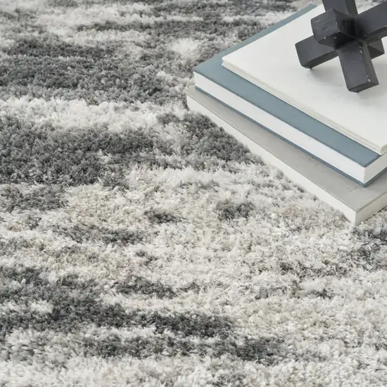 Charcoal and Ivory Abstract Shag Area Rug Photo 8