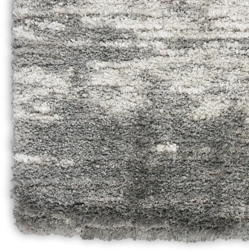 Charcoal and Ivory Abstract Shag Area Rug Photo 9