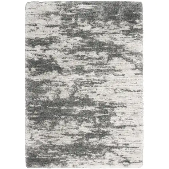 Charcoal and Ivory Abstract Shag Area Rug Photo 9