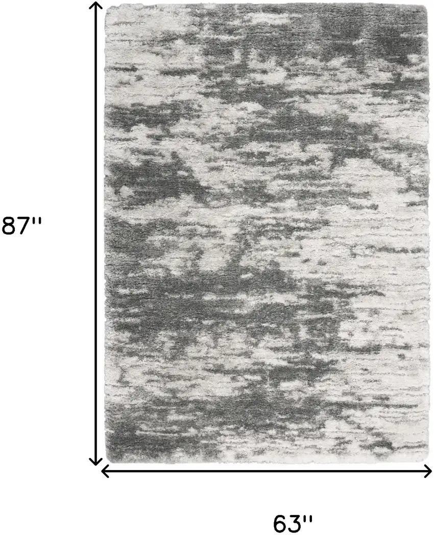 Charcoal and Ivory Abstract Shag Area Rug Photo 3