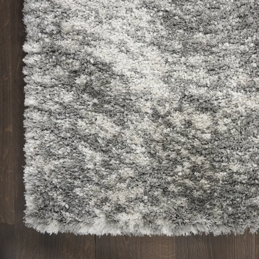 Charcoal and Ivory Abstract Shag Area Rug Photo 8