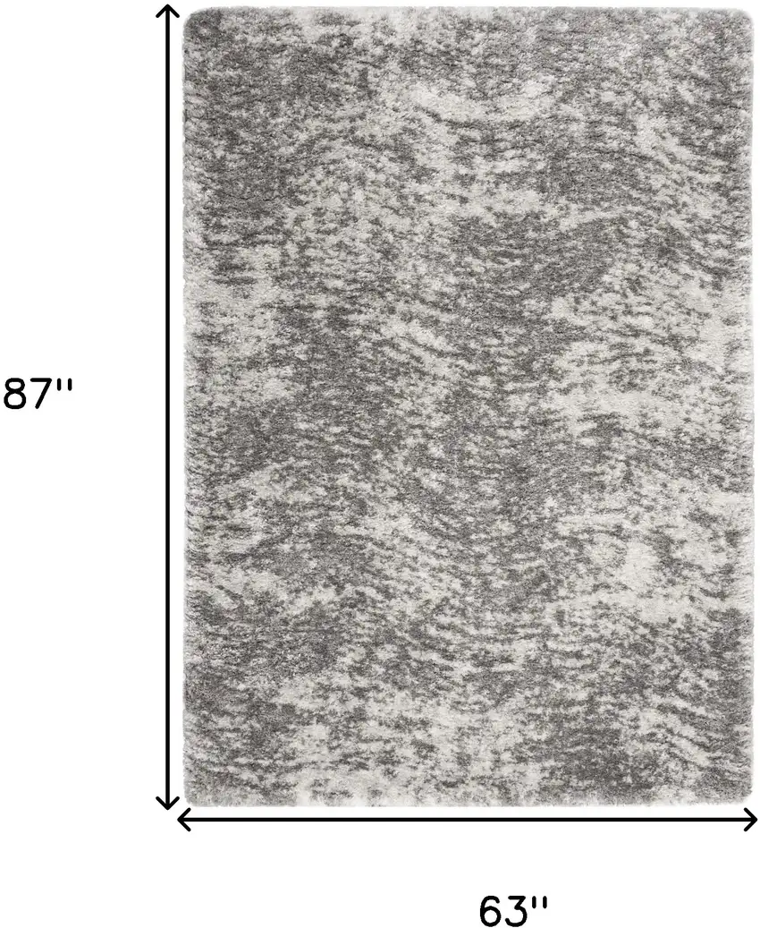 Charcoal and Ivory Abstract Shag Area Rug Photo 3
