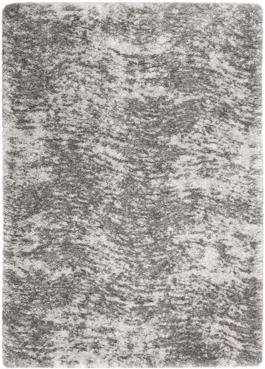 Charcoal and Ivory Abstract Shag Area Rug Photo 2