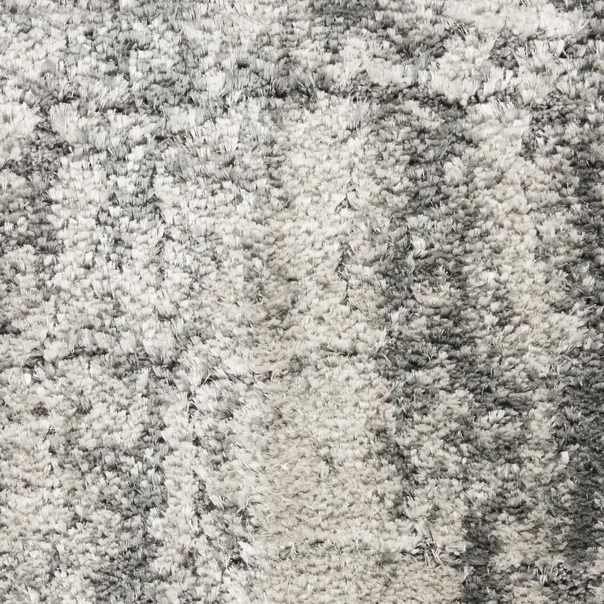 Charcoal and Ivory Abstract Shag Area Rug Photo 1