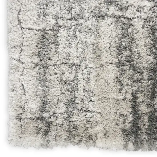 Charcoal and Ivory Abstract Shag Area Rug Photo 9