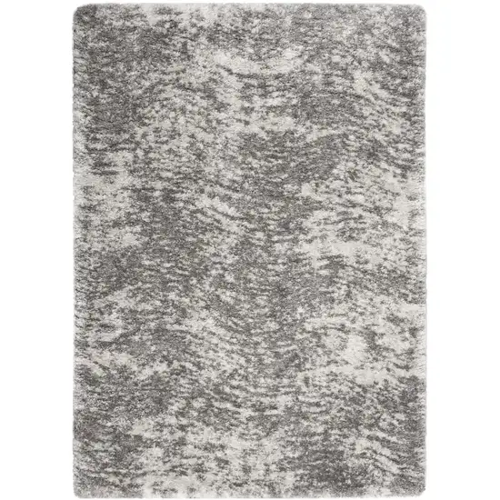 Charcoal and Ivory Abstract Shag Area Rug Photo 1