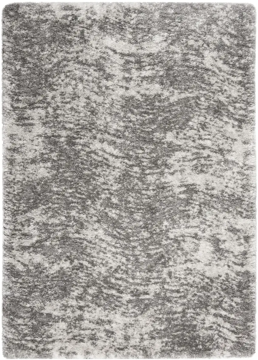 Charcoal and Ivory Abstract Shag Area Rug Photo 1