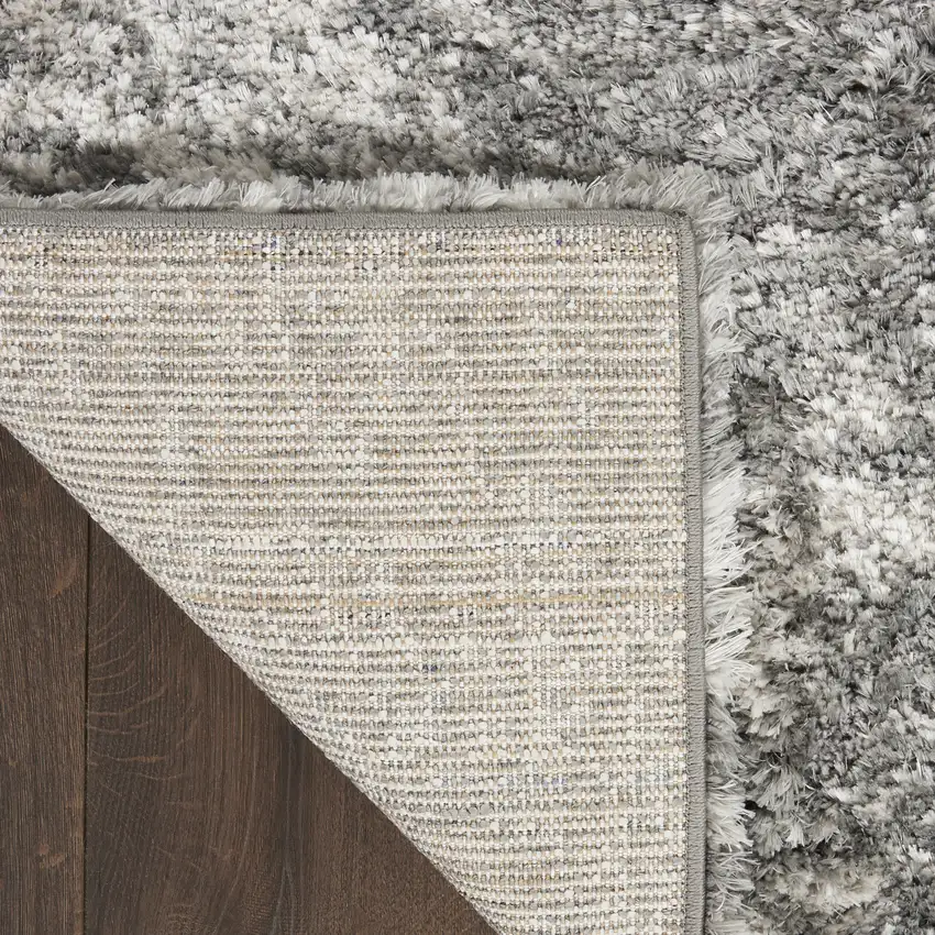 Charcoal and Ivory Abstract Shag Area Rug Photo 9