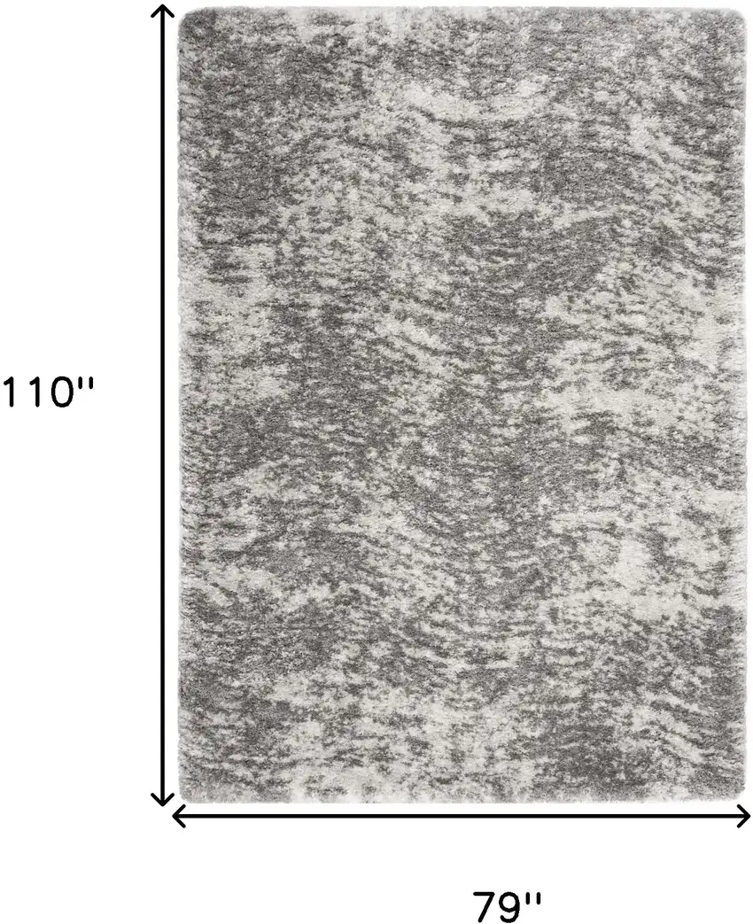 Charcoal and Ivory Abstract Shag Area Rug Photo 3