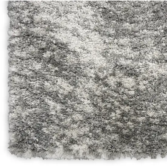 Charcoal and Ivory Abstract Shag Area Rug Photo 9