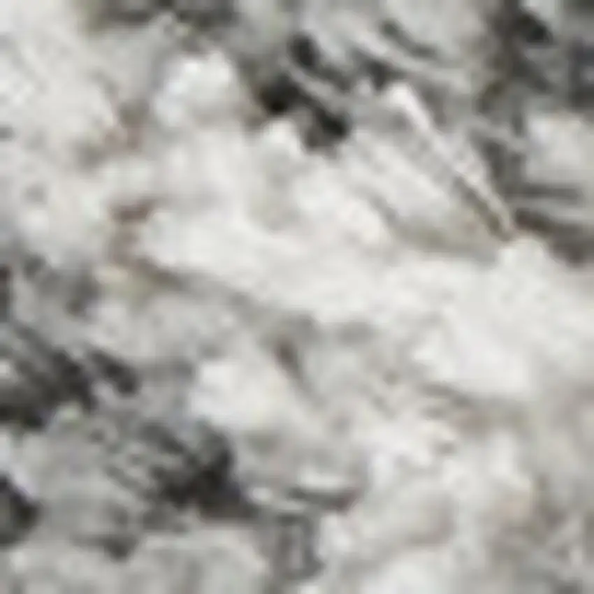Charcoal and Ivory Abstract Shag Area Rug Photo 2