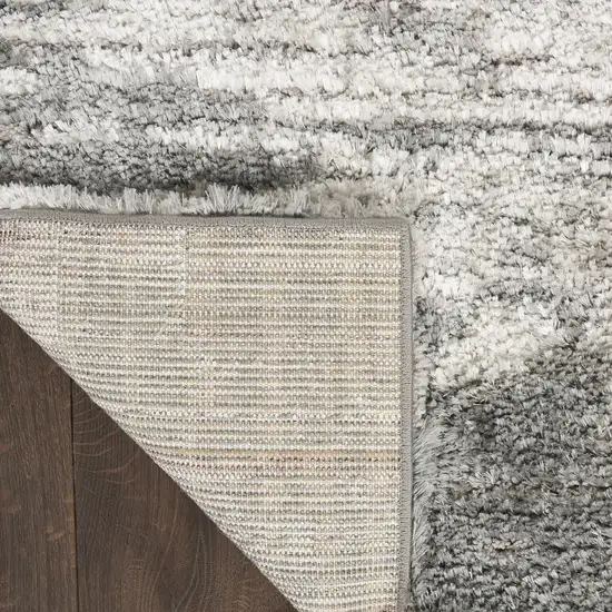 Charcoal and Ivory Abstract Shag Area Rug Photo 8