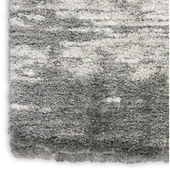 Charcoal and Ivory Abstract Shag Area Rug Photo 7
