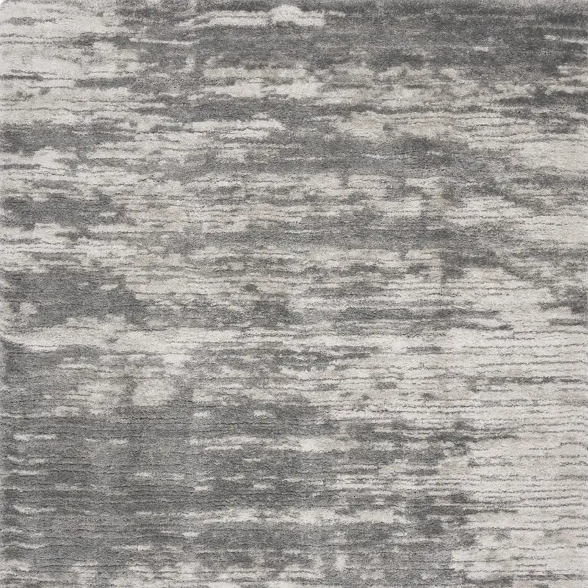 Charcoal and Ivory Abstract Shag Area Rug Photo 5