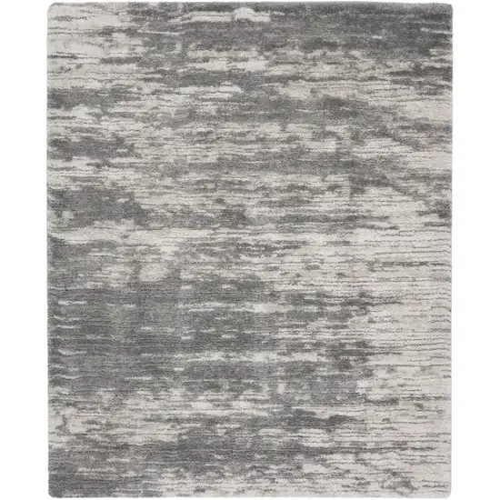 Charcoal and Ivory Abstract Shag Area Rug Photo 1