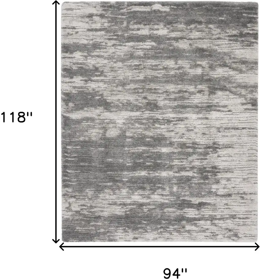 Charcoal and Ivory Abstract Shag Area Rug Photo 3