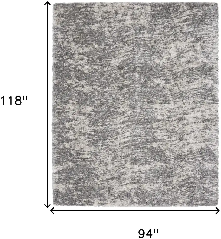 Charcoal and Ivory Abstract Shag Area Rug Photo 3