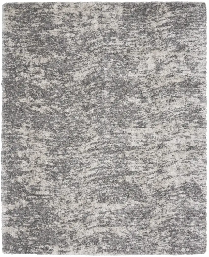 Charcoal and Ivory Abstract Shag Area Rug Photo 2