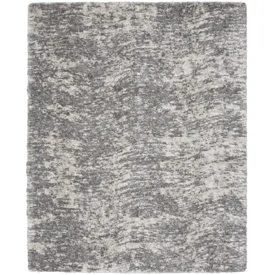 Charcoal and Ivory Abstract Shag Area Rug Photo 1