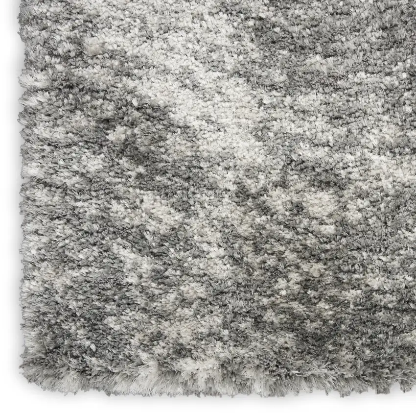 Charcoal and Ivory Abstract Shag Area Rug Photo 7