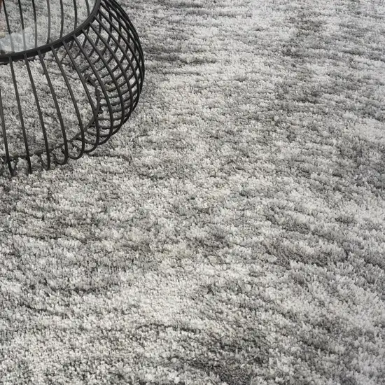 Charcoal and Ivory Abstract Shag Area Rug Photo 8