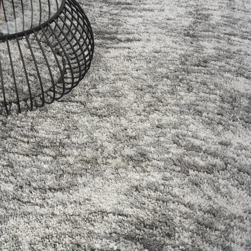 Charcoal and Ivory Abstract Shag Area Rug Photo 8