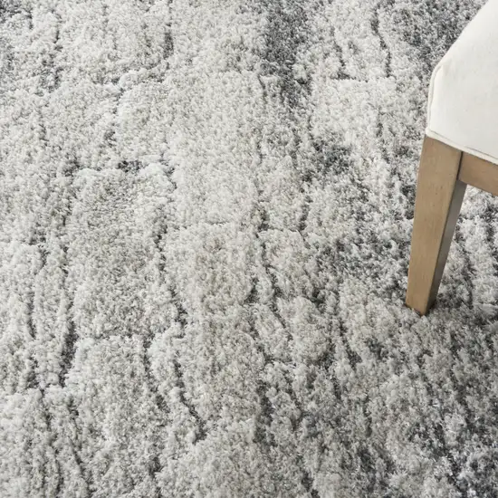 Charcoal and Ivory Abstract Shag Area Rug Photo 8