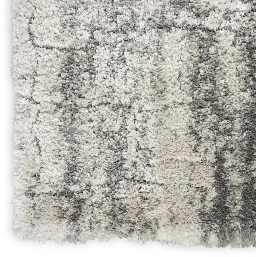 Charcoal and Ivory Abstract Shag Area Rug Photo 7