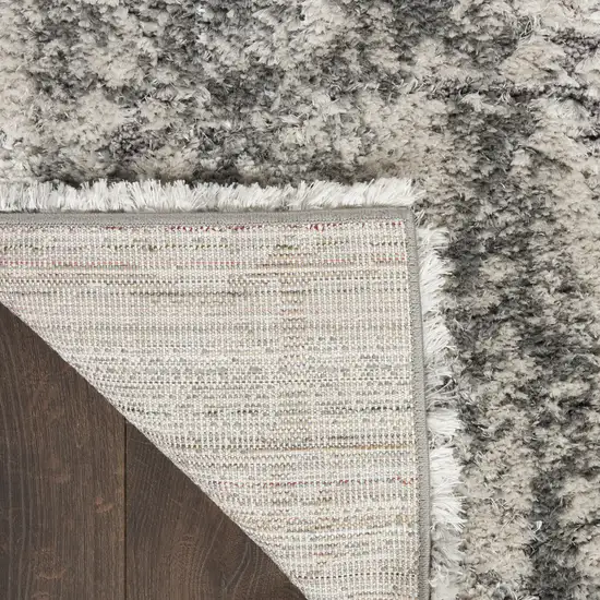 Charcoal and Ivory Abstract Shag Area Rug Photo 6