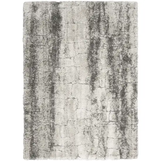 Charcoal and Ivory Abstract Shag Area Rug Photo 1