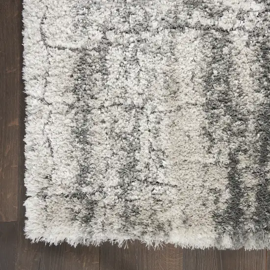 Charcoal and Ivory Abstract Shag Area Rug Photo 8