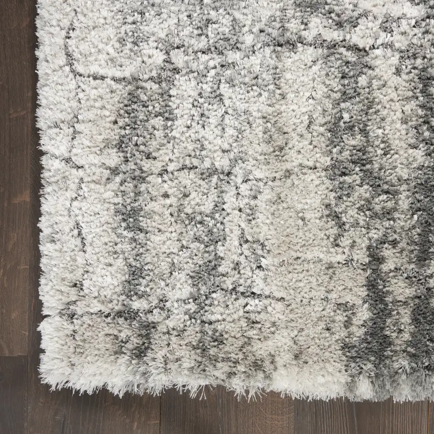 Charcoal and Ivory Abstract Shag Area Rug Photo 8