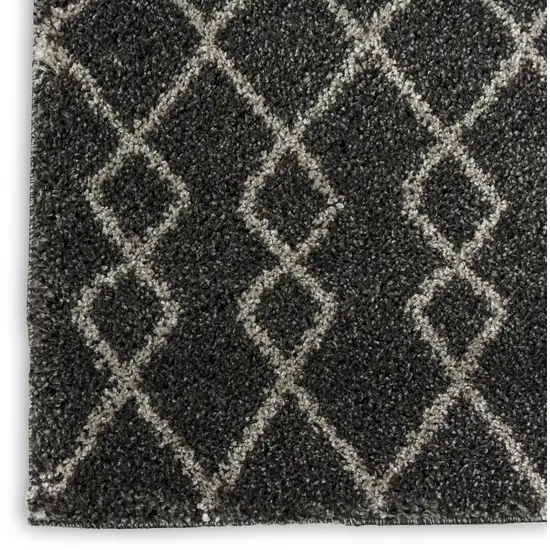 Charcoal and Ivory Chevron Shag Area Rug Photo 8