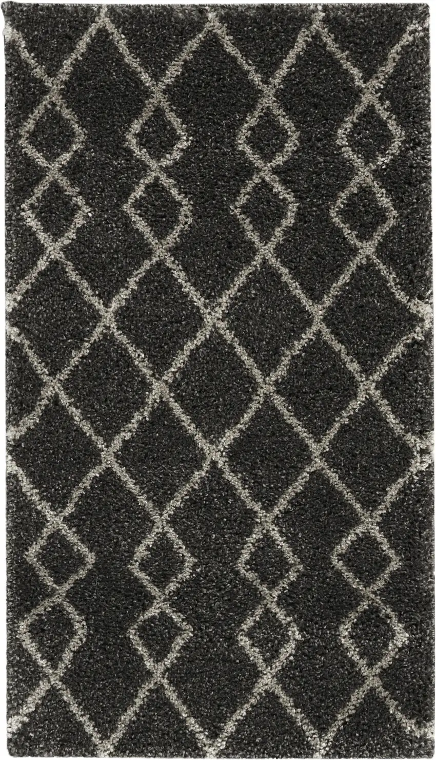 Charcoal and Ivory Chevron Shag Area Rug Photo 4