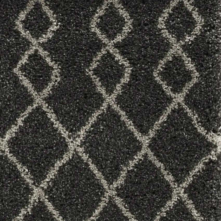 Charcoal and Ivory Chevron Shag Area Rug Photo 6