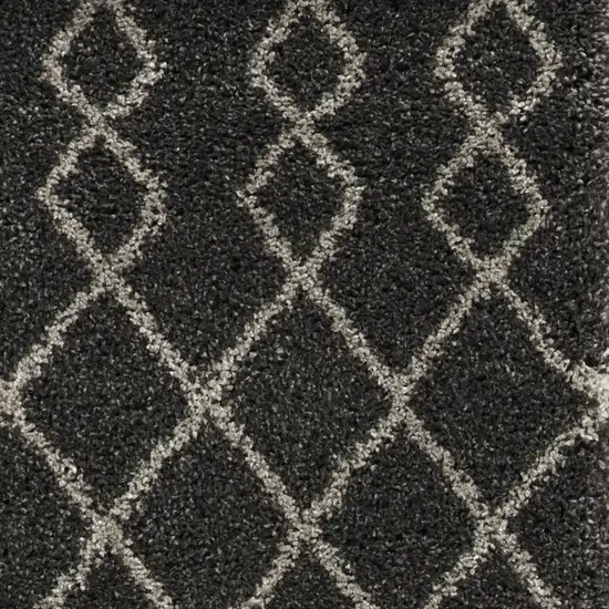 Charcoal and Ivory Chevron Shag Area Rug Photo 6