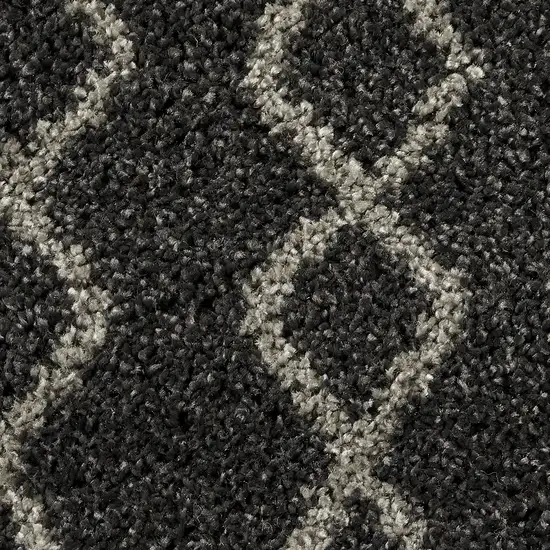 Charcoal and Ivory Geometric Shag Area Rug Photo 2