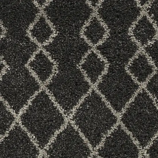 Charcoal and Ivory Geometric Shag Area Rug Photo 6