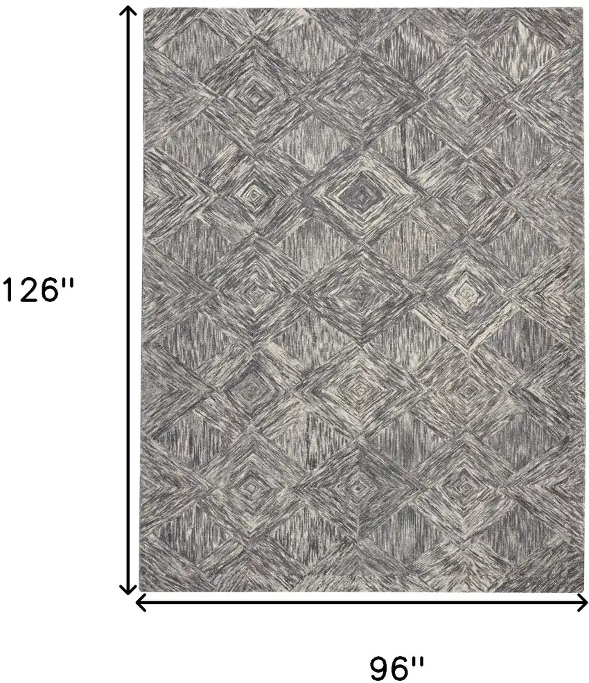 Charcoal and Ivory Wool Geometric Area Rug Photo 3