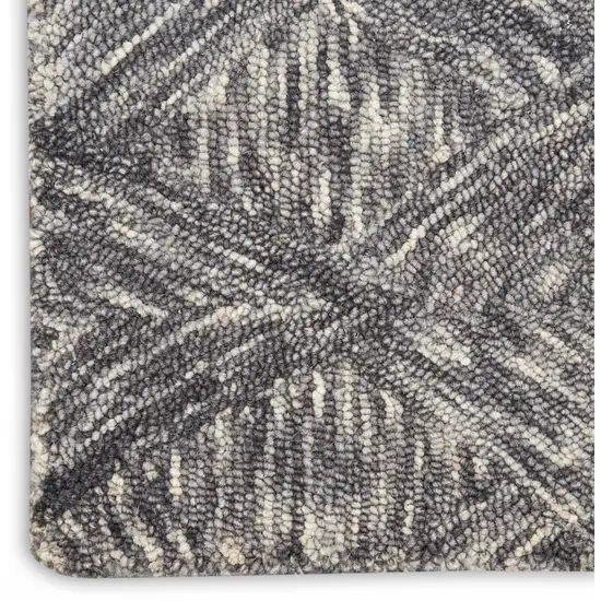 Charcoal and Ivory Wool Geometric Area Rug Photo 5