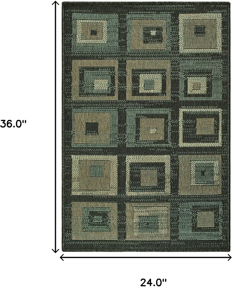 Checkered Stain Resistant Area Rug Photo 3
