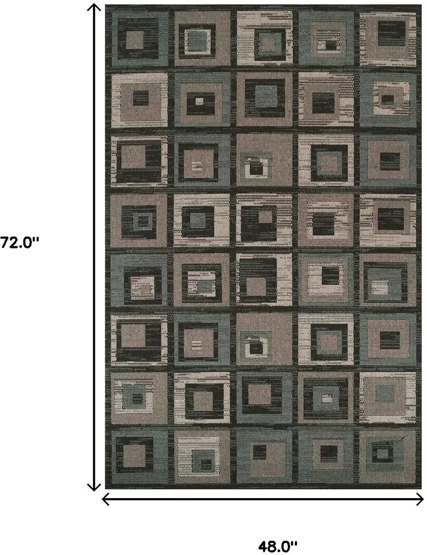 Checkered Stain Resistant Area Rug Photo 7